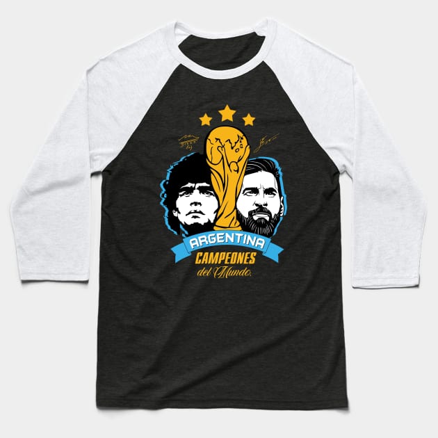 Messi Maradona world cup winners Argentina Baseball T-Shirt by MarCreative